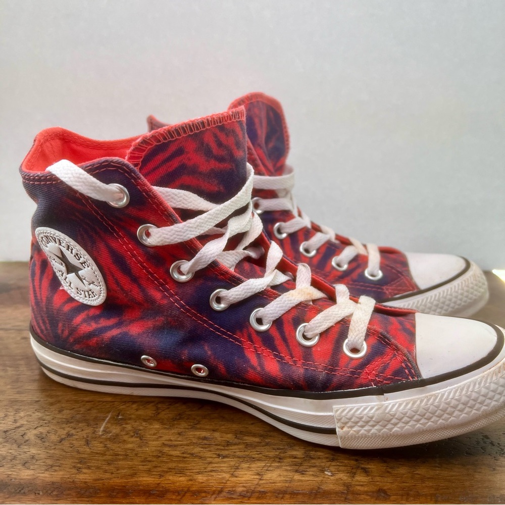 RARE Converse Chuck Taylor All Star High Top Tie Dye Blue Coral Size W8/M6 - Picture 2 of 12
